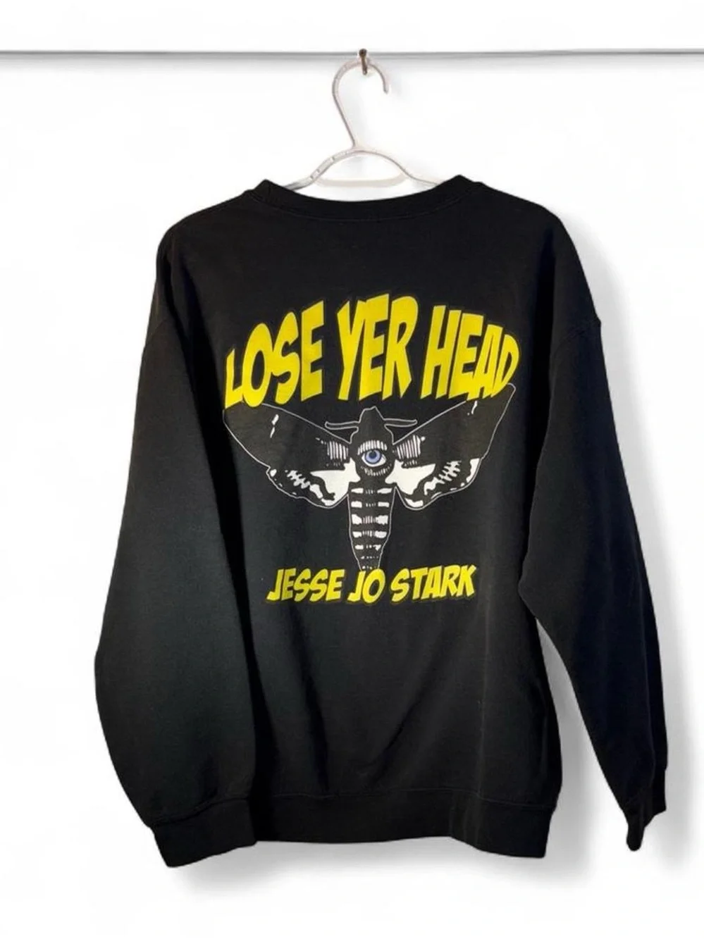 Jesse Jo Stark Crewneck Sweatshirt with Yellow 'Lose Yer Head' Print